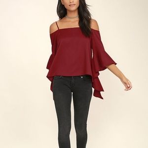 Lulus Dark Red Long Sleeve Top